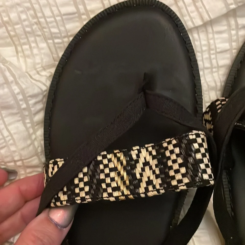Toms Lexie Black Canvas/Geometric Woven Sandal. Size 11. NWOT🔹FIRM🔹 - Picture 4 of 13